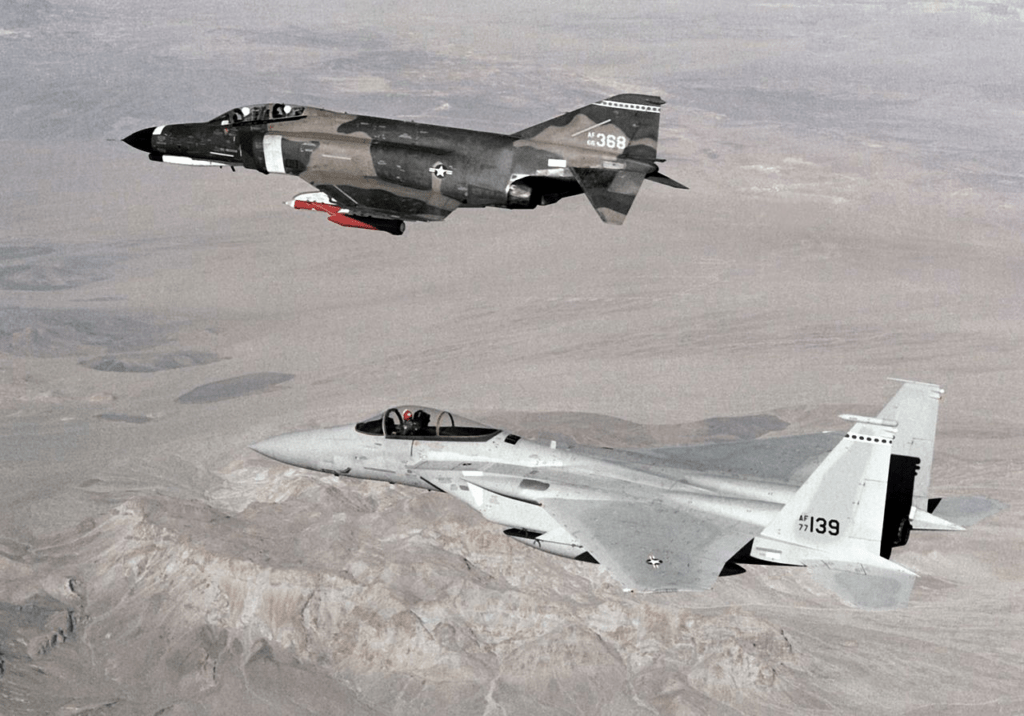 F-4 and f-15 in flight