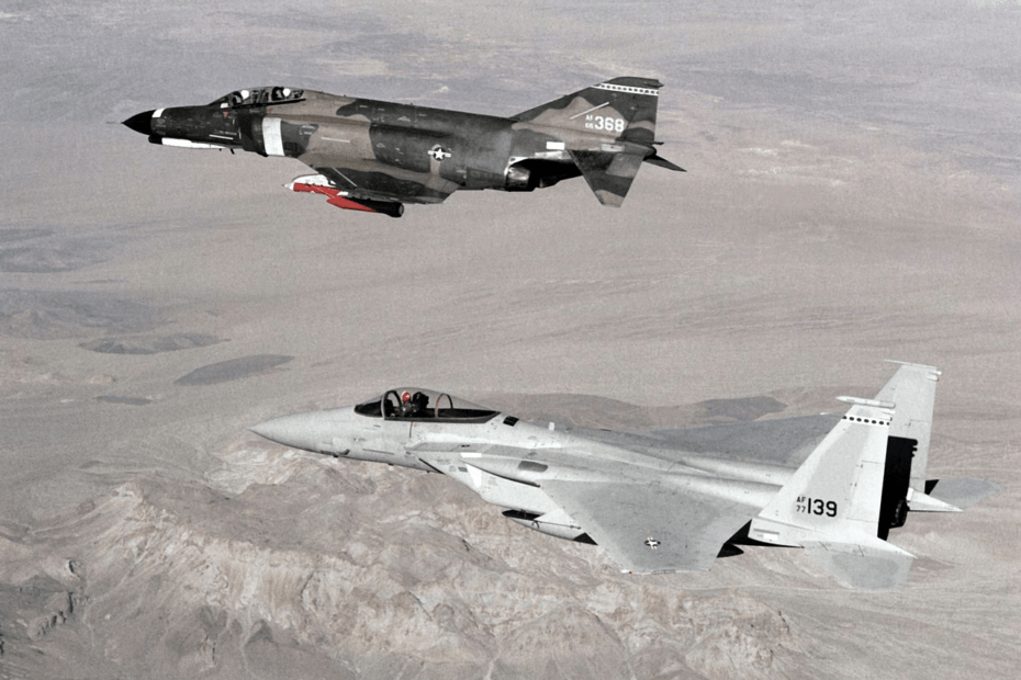 F-4 and f-15 in flight